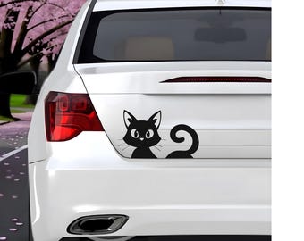 Peeking Cat Vinyl Decal: Weatherproof Car/Laptop Sticker