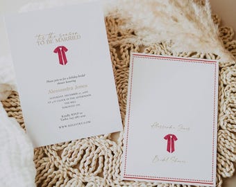 Tis The Season To Be Married Bridal Shower Invite, Christmas Bridal Shower Invitation, Red Bow Holiday Card, Editable Template 5x7 AB09