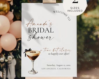 Espresso Martini Bridal Shower Welcome Sign, Coffee Welcome Sign Template, Black Bow Wedding Shower Sign, Digital Download AB07