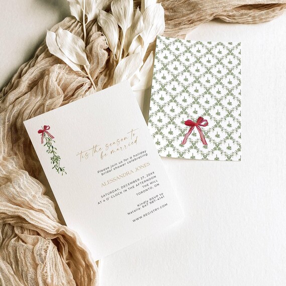 Christmas Bridal Shower Invitation Template, Tis the Season to Be