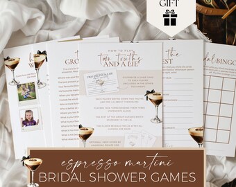 Espresso Martini Bridal Shower Games Bundle, Love Is Brewing Cards, Printable Bachelorette Party Activities, Editable Templates AB07