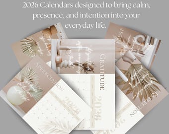2026 Printable Reiki Inspired Calendar with mindful monthly quotes & 5 Reiki Principles Poster, Minimal Wall Art, Instant Download