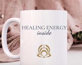 Healing Energy Mug, Reiki Inspired Coffee Cup, Spiritual Gift for Meditation, Mindfulness Tea Mug, Energy Healing Gift, 11oz Coffee Mug