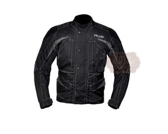 Chaqueta de Motocicleta Textil Cordura con Armadura CE, Biker Impermeable, Chaqueta de Verano Negra y Gris
