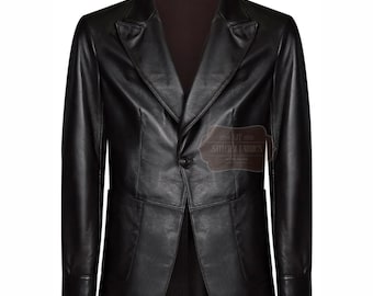Herren Handgefertigter Lammleder-Blazer, Slim-Fit-Mantel