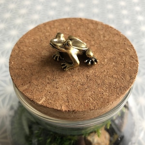 Brass Frog Miniature For Terrarium • Solid Brass Frog • Cute Little Frog Figurine Terrarium Decoration • Tiny Frog Terrarium Ornament