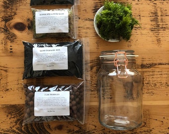Bun Moss Terrarium Kit: Vintage Style Glass Jar Mossarium