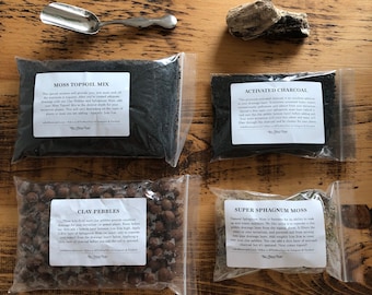 DIY-terrariumstartkit med silverjordskopa