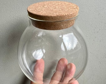 Round Glass Terrarium With Cork Lid • Small Glass Round Terrarium Container