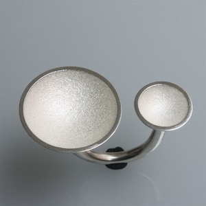 Silver ring 2 cups (big) white