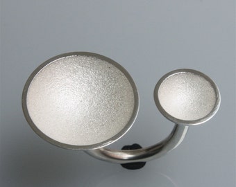 Silver ring 2 cups (big) white