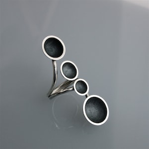 Contemperan ring 4 cups oxidized handmade in silver image 1