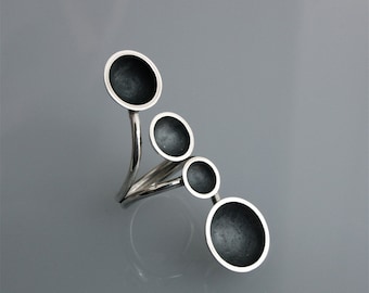 Contemperan ring" 4 cups oxidized" handmade in silver