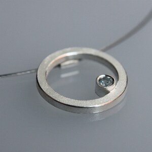 Contemporary handmade silver pendant Q with blue topaz image 2