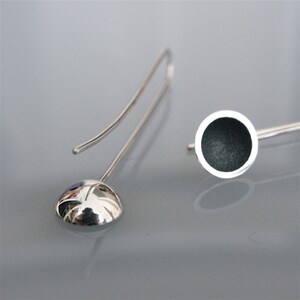 Elegant contemporary earrings hook cups oxidized handmade in silver image 3