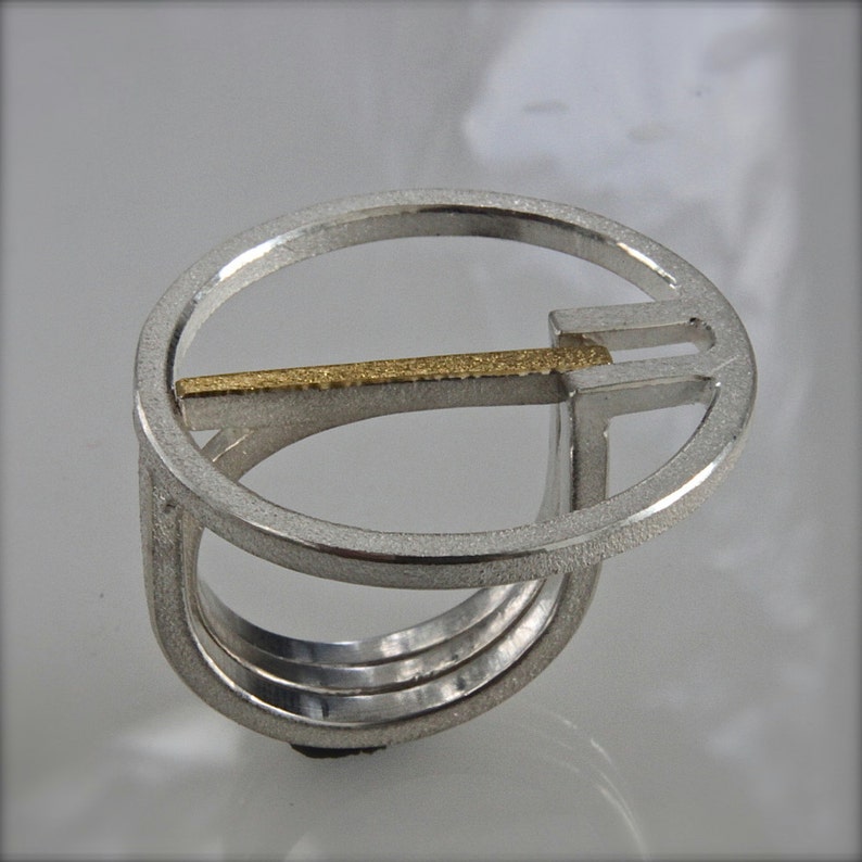 Ring Qt in Silver With 18kt Yellow Gold - Etsy