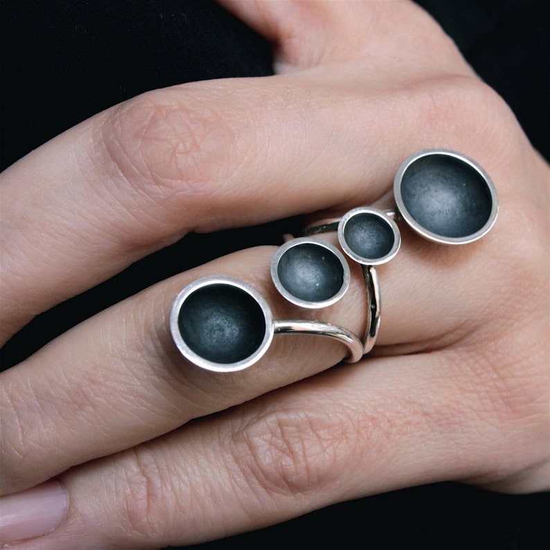 Contemperan ring 4 cups oxidized handmade in silver image 4