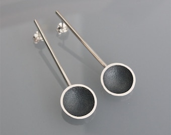 Handmade elegant, geometric earrings" big cups oxidized" in silver