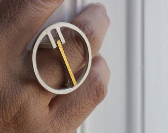 Ring Qt in silver with 18kt yellow gold