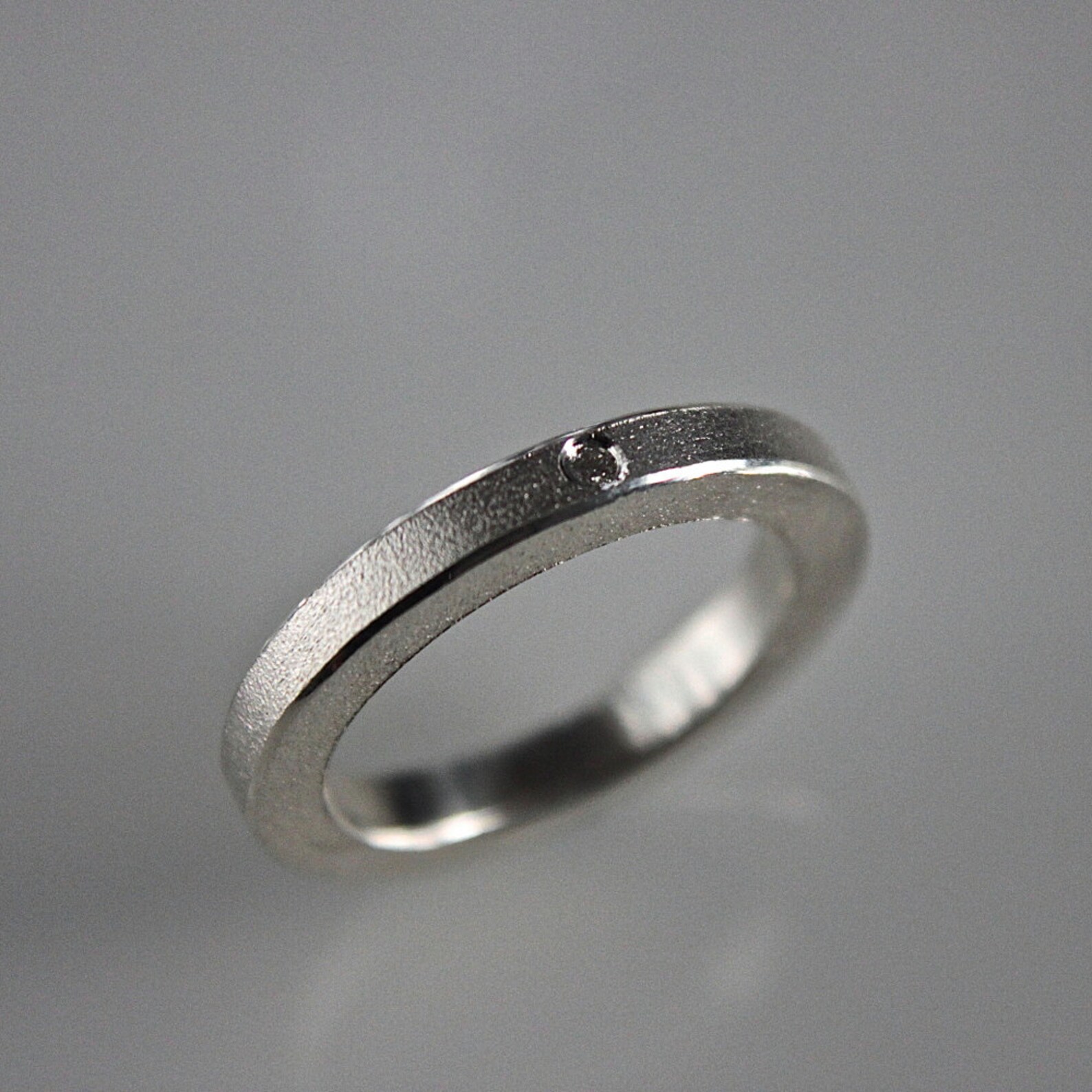 Handmade Stacking Ring in Sterling Silver With a 1.7 Mm Diamond Etsy