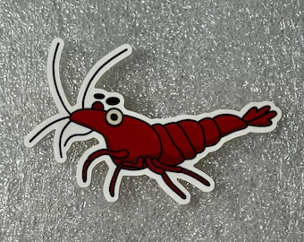 Shrimp Medium Red "Cherry" Vinyl Sticker Neocaridina