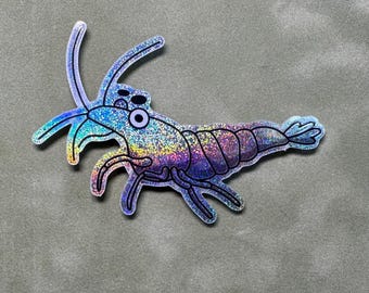 Shrimp Medium "Pixie Dust" Vinyl Glitter Sticker Neocaridina