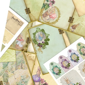 Peter Rabbit Journal Kit, Beatrix Potter DIY Kit, Printable Journal Kit, Junk Journal Digital, Craft Kit, Baby Shower Kit, New Baby - 001984