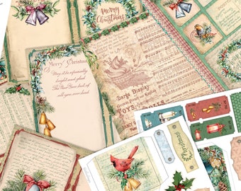 Cozy Christmas Journal Kit, Xmas Ephemera Sheets, Vintage Christmas Embellishments, Summer Christmas Paper Craft, Christmas In July 002341