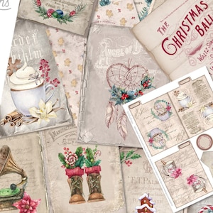 The Cutest Christmas Junk Journal Kit, Christmas Ephemera, Christmas Gift, Printable Journal Pages, Christmas In July, Summer Santa  002147