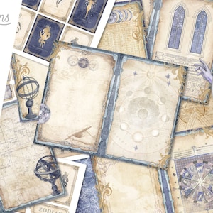 The Astrology Notebook Junk Journal Kit, Celestial Embellishments, Stars Junk Journal Kit, Craft kits, Mystical , Scrapbooking Kit, 002450