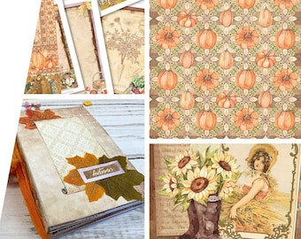 Autumn Harvest Crafting Printables Kit, Printable Journal Kit, Journal Ephemera, Scrapbook Journal, 002227