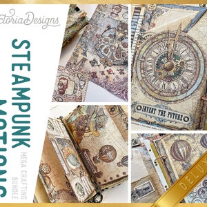 Steampunk Motions MEGA Crafting Bundle, Steampunk Printables, Printable Paper, Steampunk Embellishments, Junk Journal, Craft Kits - 002846