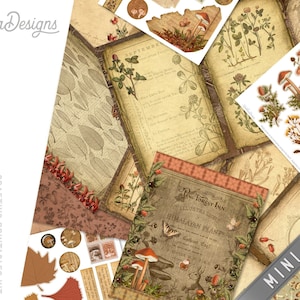 Fall Foliage MINI Crafting Printables Kit, Autumn Junk Journal Kit, Printable Journal Kit, Fall Journal Ephemera, Autumn Craft Kits 003072