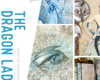 Dragon Lady Junk Journal Kit (Standard), Printable Craft Kit - 002419