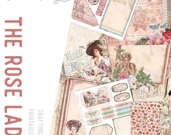 The Rose Lady Junk Journal Kit (Standard), Printable Craft Kit - 002612