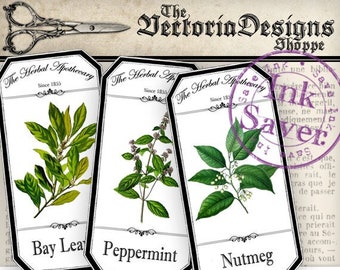Herbal Apothecary Labels printable save ink paper craft art hobby crafting scrapbooking instant download digital collage sheet - 000912