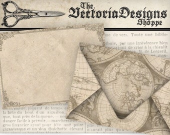 Antique Maps Envelopes, Retro Map Envelopes, Printable Map Envelopes, Digital Map Envelopes, Shabby Envelopes, Vintage Map 000751