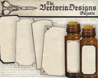 Blank Mini Apothecary Labels, Printable Blank Add Text Label, Vintage Blank Label, Hobby Crafting, Instant Download, Bottle Label, 000421