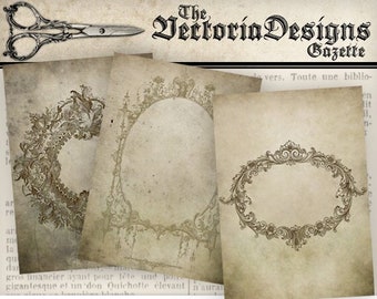 Antique Frames ATC vintage images 2.5 x 3.5 digital background printable instant download collage sheet VD0709