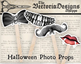 Halloween Photo Props, Printable Halloween Embellishments, Halloween Crafting, Digital Scrapbooking Supplies, Halloween Party Supplies 00875