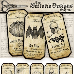 Halloween Decorations, Halloween Apothecary Labels, Witch Craft Gifts, Halloween Printable, Potion Bottle Labels, Wiccan Halloween 000125