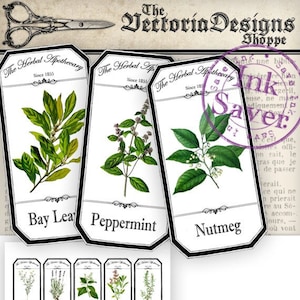 Herbal Apothecary Labels printable save ink paper craft art hobby crafting scrapbooking instant download digital collage sheet 000912 image 1