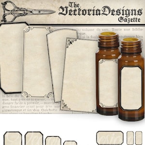 Blank Mini Apothecary Labels, Printable Blank Add Text Label, Vintage Blank Label, Hobby Crafting, Instant Download, Bottle Label, 000421