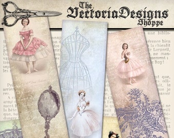 Ballet Bookmarks printable reading gift crafting craft hobby art journal instant download digital collage sheet - VDBMSC1031