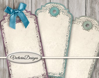 Vintage Blank Tags printable paper craft shabby art hobby crafting scrapbooking instant download digital collage sheet - 001492