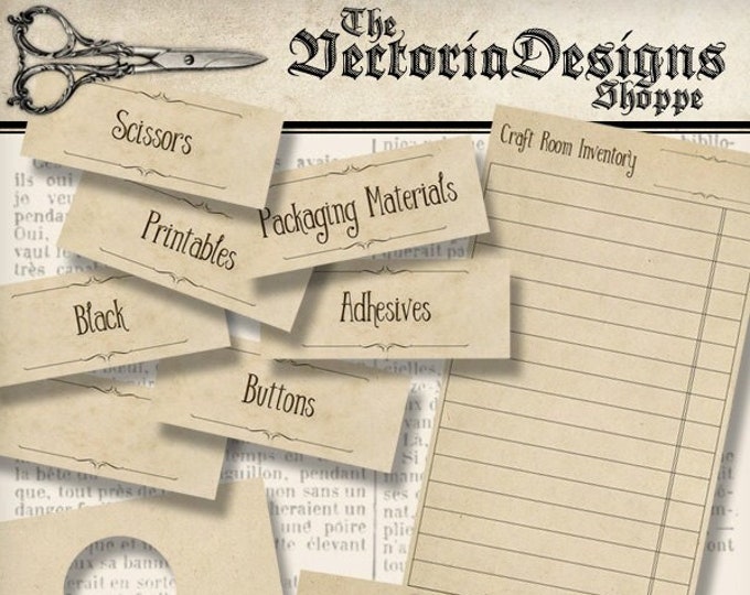 Craft Room Kit Printable Labels Organization Set Digital Download