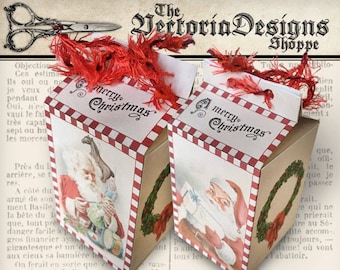 Christmas Milk Box, Christmas Favors, Santa Milk Box, Christmas Printables, Christmas Party, Holiday Decor, DIY Christmas Gift Box 001206