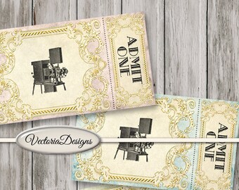 Vintage Movie Tickets printable scrapbooking paper crafting crafts instant digital download printable digital collage sheet - VDTIVI1456
