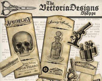 Make Your Own (MYO) Apothecary Labels paper crafting scrapbooking diy craft  art instant download digital collage sheet - VDAPVI1360