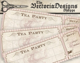 Tea Party Invitation Ticket Printable Ticket Tea Party Printable Pink Ticket - 000764